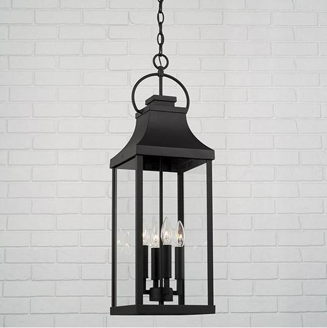 Capital Lighting 946442BK Black 9'' W X 29.5'' H Outdoor 4-light Hanging Lantern In Black With Clear Glass Image 2