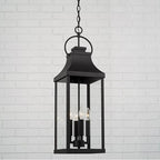 Capital Lighting 946442BK Black 9'' W X 29.5'' H Outdoor 4-light Hanging Lantern In Black With Clear Glass Image 2