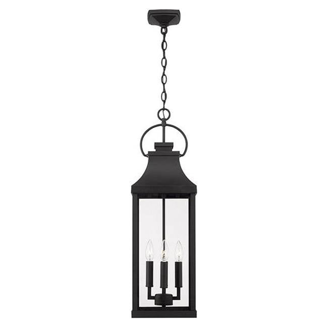 Capital Lighting Bradford 9'' W X 29.5'' H Outdoor 4-light Hanging Lantern In Black With Clear Glass