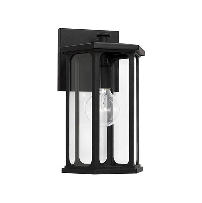 Capital Lighting 946611BK Black 8'' W X 13'' H Outdoor 1-light Small Wall Lantern In Black With Clear Glass Image 1