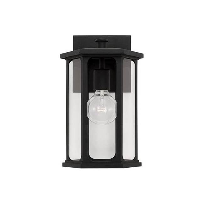 Capital Lighting Walton 8'' W X 13'' H Outdoor 1-light Small Wall Lantern In Black With Clear Glass