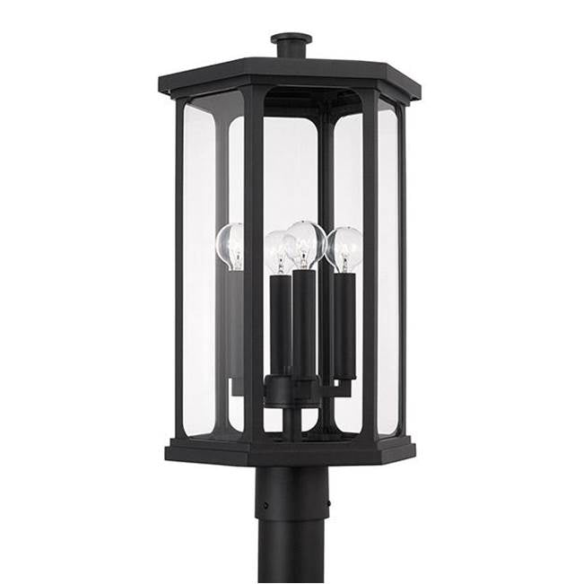 Capital Lighting 946643BK Black 12'' W X 22'' H Outdoor 4-light Post Lantern In Black With Clear Glass And Fits 3inch Post (sold Separately) Image 1