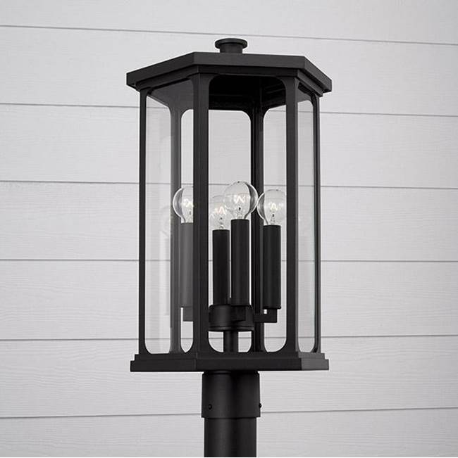 Capital Lighting 946643BK Black 12'' W X 22'' H Outdoor 4-light Post Lantern In Black With Clear Glass And Fits 3inch Post (sold Separately) Image 2