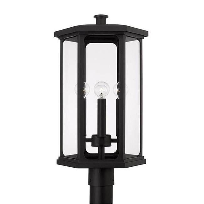 Capital Lighting Walton 12'' W X 22'' H Outdoor 4-light Post Lantern In Black With Clear Glass And Fits 3inch Post (sold Separately)
