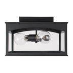 Capital Lighting 946731BK Black 14'' W X 9'' H Outdoor 3-light Flush In Black With Clear Glass Image 1