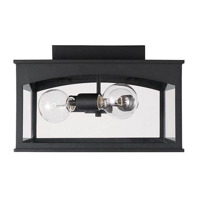 Capital Lighting 946731BK Black 14'' W X 9'' H Outdoor 3-light Flush In Black With Clear Glass Image 1