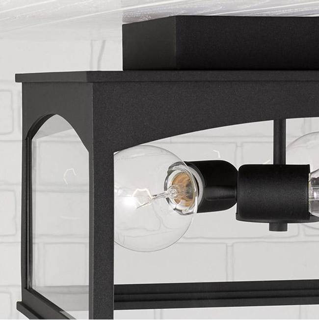Capital Lighting Burton 14'' W X 9'' H Outdoor 3-light Flush In Black With Clear Glass