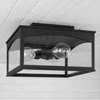 Capital Lighting 946731BK Black 14'' W X 9'' H Outdoor 3-light Flush In Black With Clear Glass Image 2
