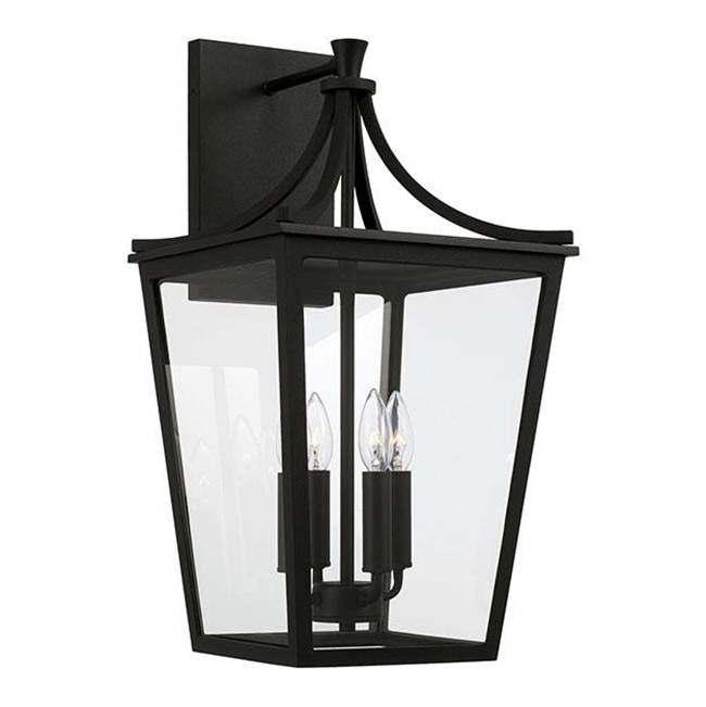 Capital Lighting 947941BK Black 12''w X 23.25''h 4-light Outdoor Wall Lantern In Black With Clear Glass Image 1