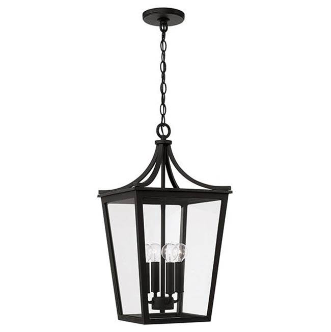 Capital Lighting 947942BK Black 12''w X 23''h 4-light Outdoor Hanging Lantern In Black With Clear Glass Image 1