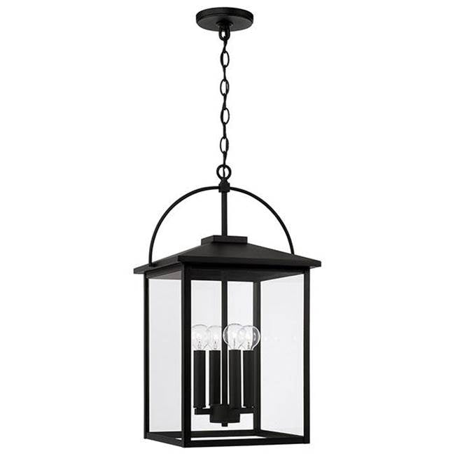 Capital Lighting 948042BK Black 13.25''w X 23.5''h 4-light Outdoor Hanging Lantern In Black With Clear Glass Image 1