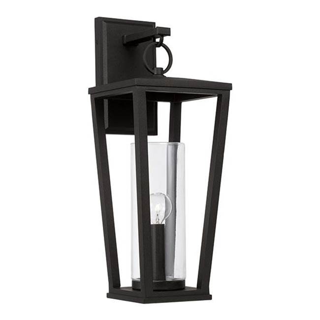 Capital Lighting 948112BK Black 7.25''w X 20''h 1-light Outdoor Wall Lantern In Black With Clear Glass Cylinder Image 1