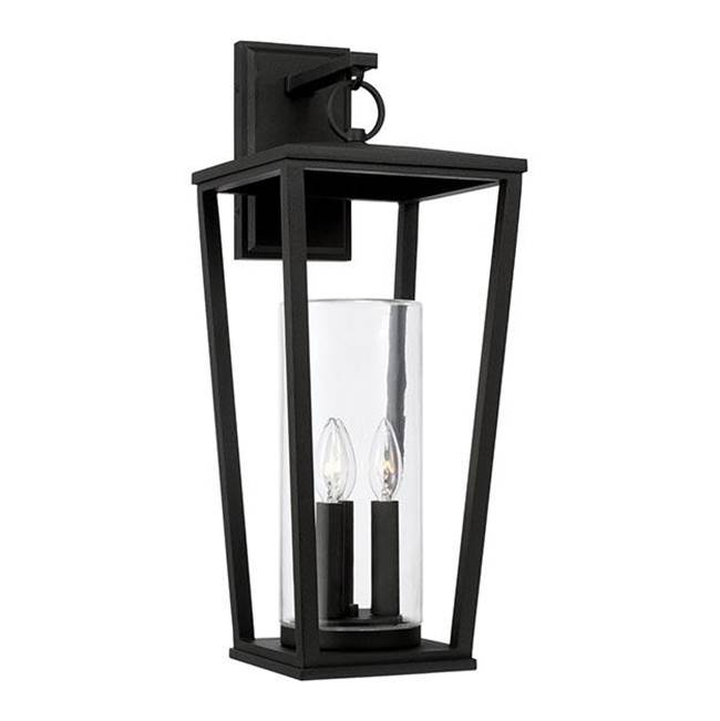 Capital Lighting 948131BK Black 9.25''w X 23.75''h 3-light Outdoor Wall Lantern In Black With Clear Glass Cylinder Image 1
