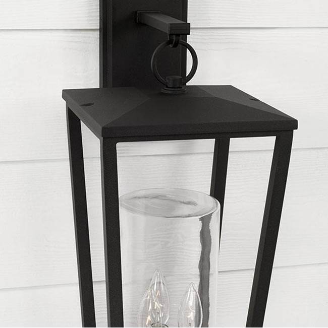 Capital Lighting Elliott 9.25''w X 23.75''h 3-light Outdoor Wall Lantern In Black With Clear Glass Cylinder