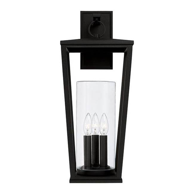 Capital Lighting 948131BK Black 9.25''w X 23.75''h 3-light Outdoor Wall Lantern In Black With Clear Glass Cylinder Image 3
