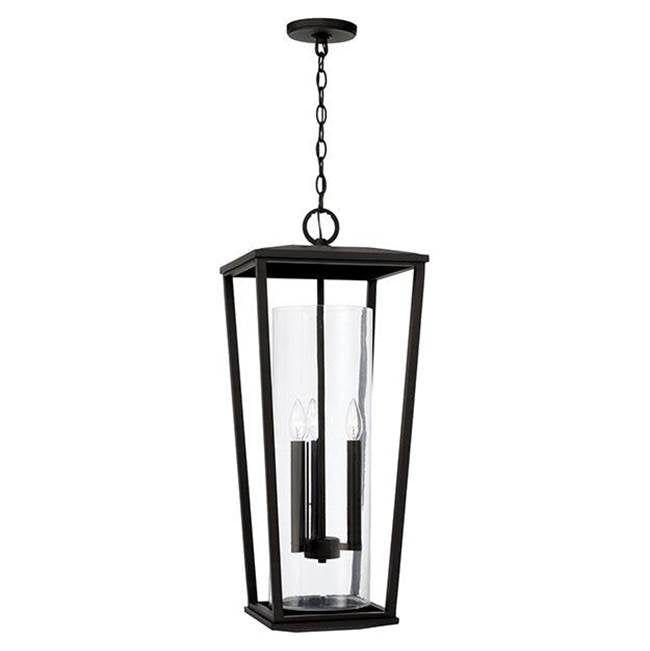 Capital Lighting 948132BK Black 12.25''w X 30''h 3-light Outdoor Hanging Lantern In Black With Clear Glass Cylinder Image 1