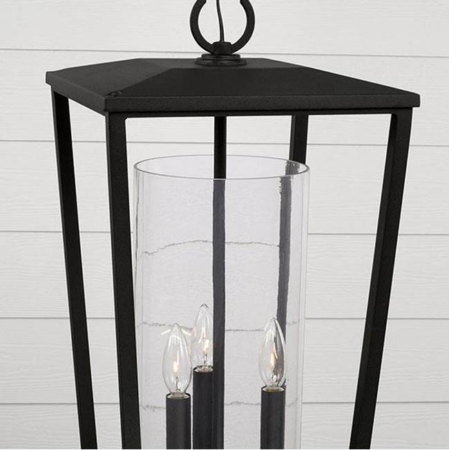 Capital Lighting Elliott 12.25''w X 30''h 3-light Outdoor Hanging Lantern In Black With Clear Glass Cylinder