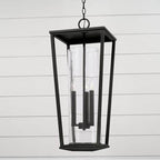 Capital Lighting 948132BK Black 12.25''w X 30''h 3-light Outdoor Hanging Lantern In Black With Clear Glass Cylinder Image 3