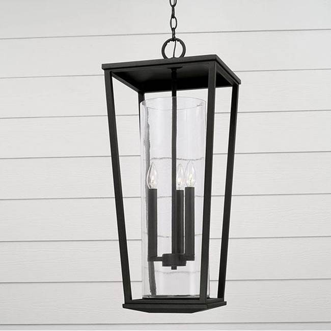 Capital Lighting 948132BK Black 12.25''w X 30''h 3-light Outdoor Hanging Lantern In Black With Clear Glass Cylinder Image 3