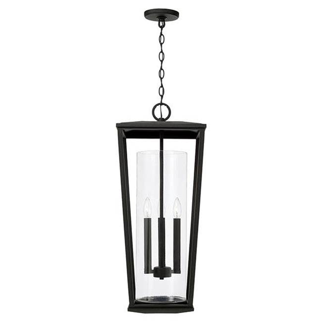 Capital Lighting 948132BK Black 12.25''w X 30''h 3-light Outdoor Hanging Lantern In Black With Clear Glass Cylinder Image 2