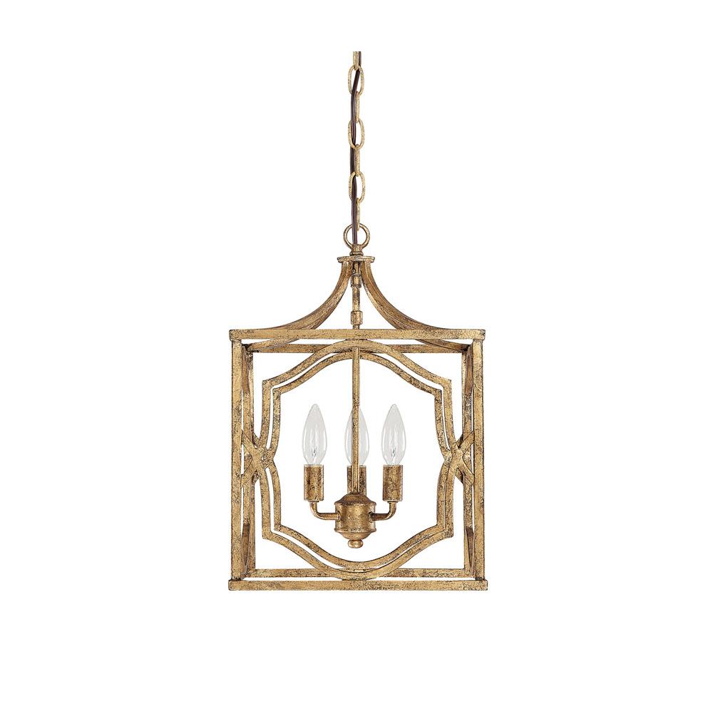 Capital Lighting Blakely 12'' W X 18'' H 3-light Lantern Foyer Pendant In Antique Gold
