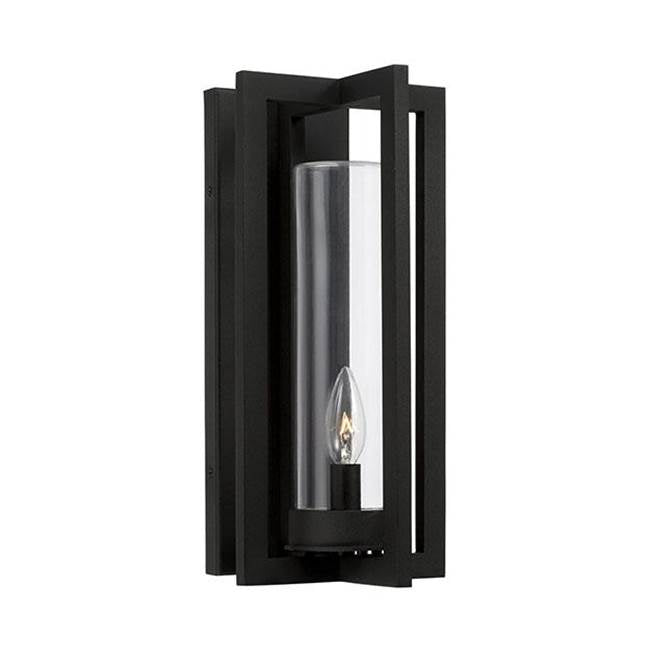Capital Lighting 948211BK Black 7''w X 15''h 1-light Outdoor Wall Lantern In Black With Clear Glass Cylinder Image 1