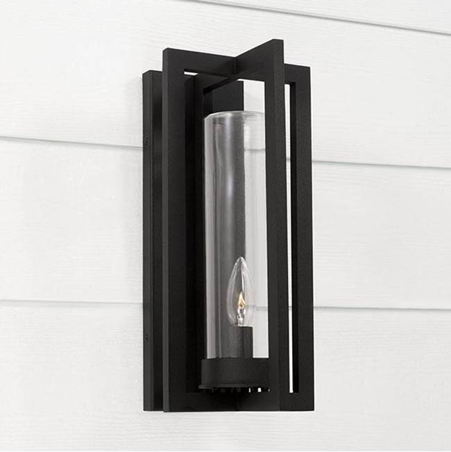 Capital Lighting 948211BK Black 7''w X 15''h 1-light Outdoor Wall Lantern In Black With Clear Glass Cylinder Image 4