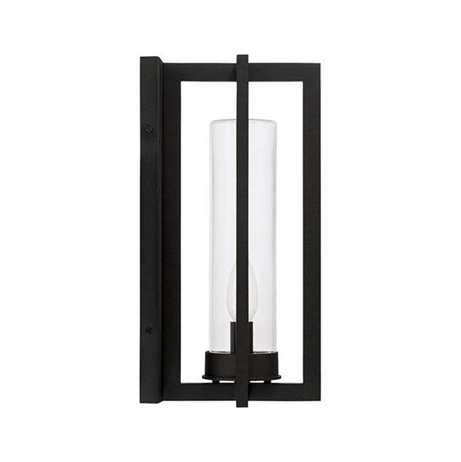 Capital Lighting 948211BK Black 7''w X 15''h 1-light Outdoor Wall Lantern In Black With Clear Glass Cylinder Image 2