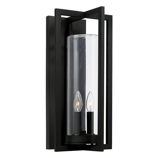 Capital Lighting 948221BK Black 9.5''w X 20''h 2-light Outdoor Wall Lantern In Black With Clear Glass Cylinder Image 1