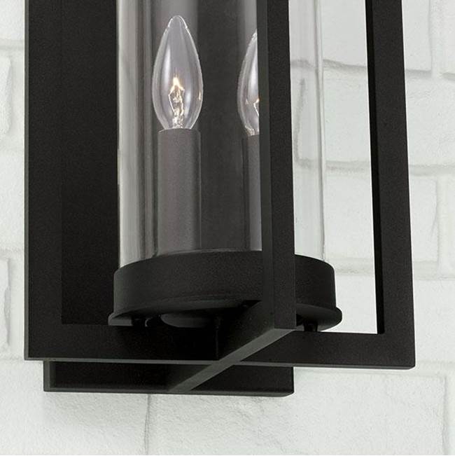 Capital Lighting Kent 9.5''w X 20''h 2-light Outdoor Wall Lantern In Black With Clear Glass Cylinder