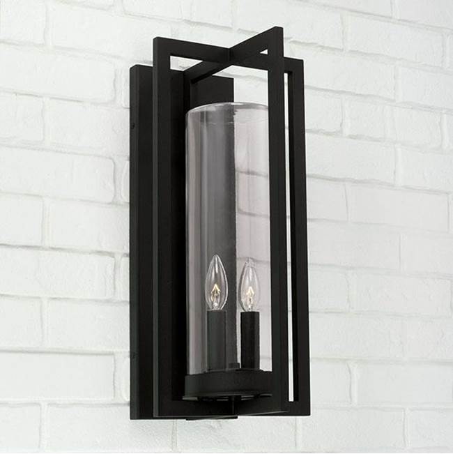 Capital Lighting 948221BK Black 9.5''w X 20''h 2-light Outdoor Wall Lantern In Black With Clear Glass Cylinder Image 4