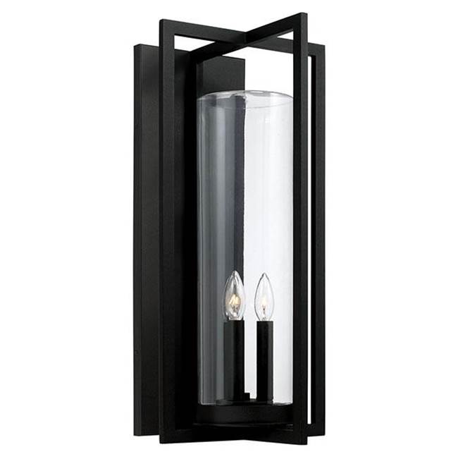 Capital Lighting 948231BK Black 12''w X 25''h 3-light Outdoor Wall Lantern In Black With Clear Glass Cylinder Image 1