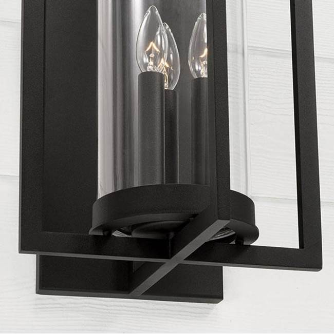 Capital Lighting Kent 12''w X 25''h 3-light Outdoor Wall Lantern In Black With Clear Glass Cylinder