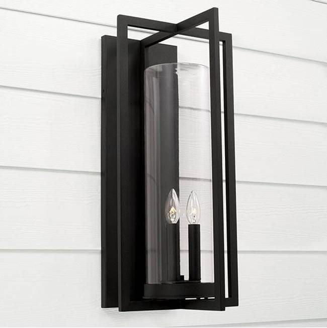 Capital Lighting 948231BK Black 12''w X 25''h 3-light Outdoor Wall Lantern In Black With Clear Glass Cylinder Image 4
