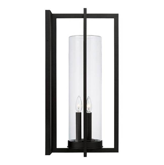 Capital Lighting 948231BK Black 12''w X 25''h 3-light Outdoor Wall Lantern In Black With Clear Glass Cylinder Image 2