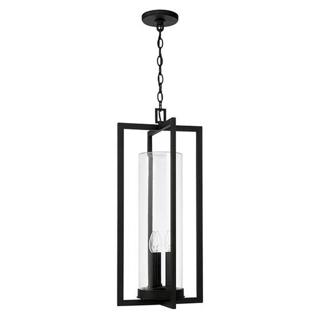 Capital Lighting 948232BK Black 12''w X 27.25''h 3-light Outdoor Hanging Lantern In Black With Clear Glass Cylinder Image 1