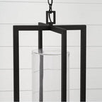 Capital Lighting Kent 12''w X 27.25''h 3-light Outdoor Hanging Lantern In Black With Clear Glass Cylinder