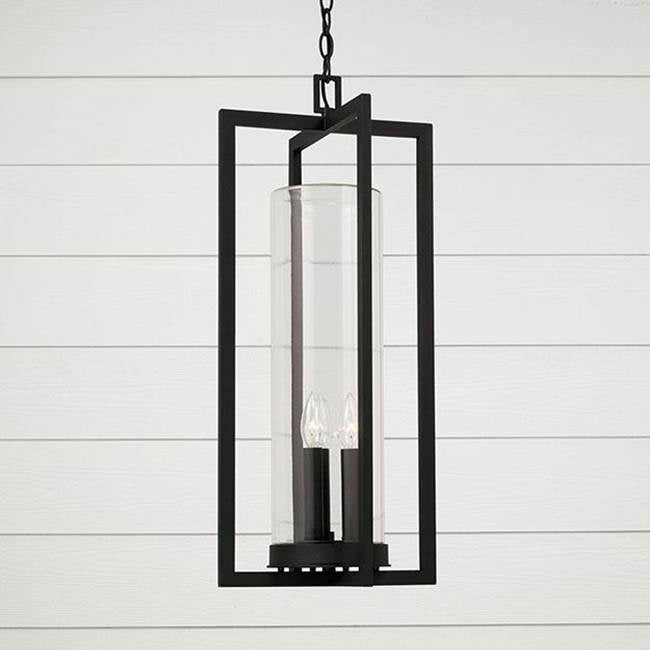 Capital Lighting 948232BK Black 12''w X 27.25''h 3-light Outdoor Hanging Lantern In Black With Clear Glass Cylinder Image 3