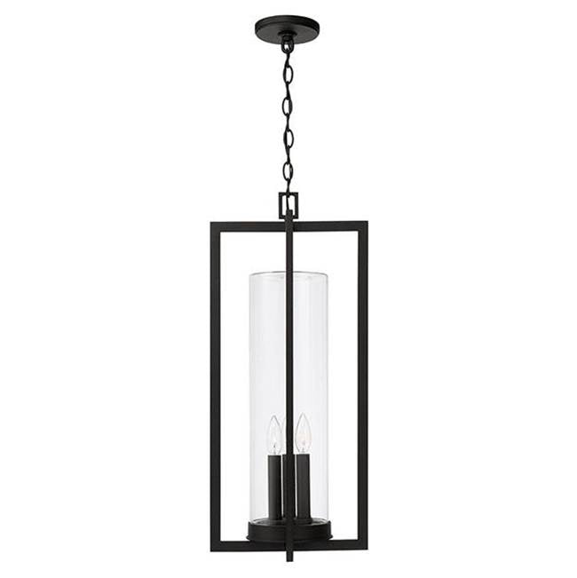 Capital Lighting 948232BK Black 12''w X 27.25''h 3-light Outdoor Hanging Lantern In Black With Clear Glass Cylinder Image 2
