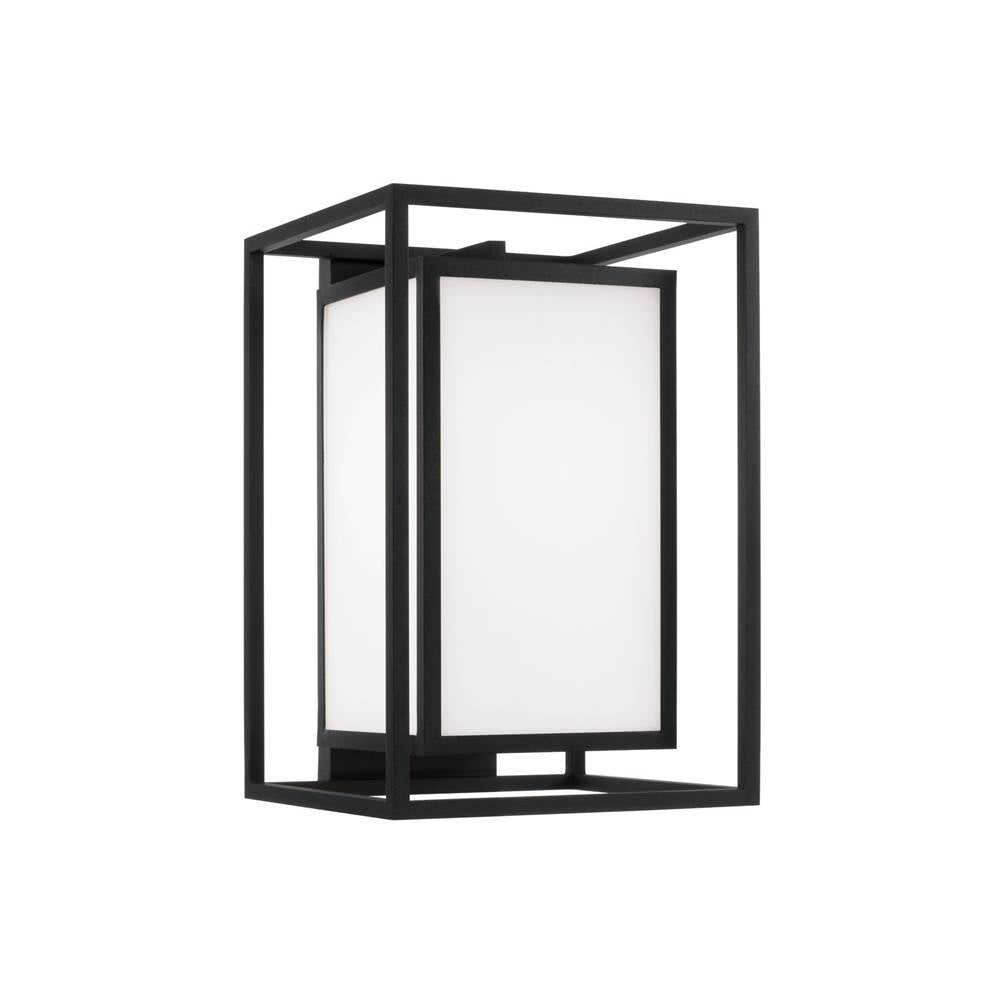 Capital Lighting 953112BK Black 11''w X 16.50''h 1-light Outdoor Modern Square Rectangle Wall Lantern In Black With Soft White Glass Image 1