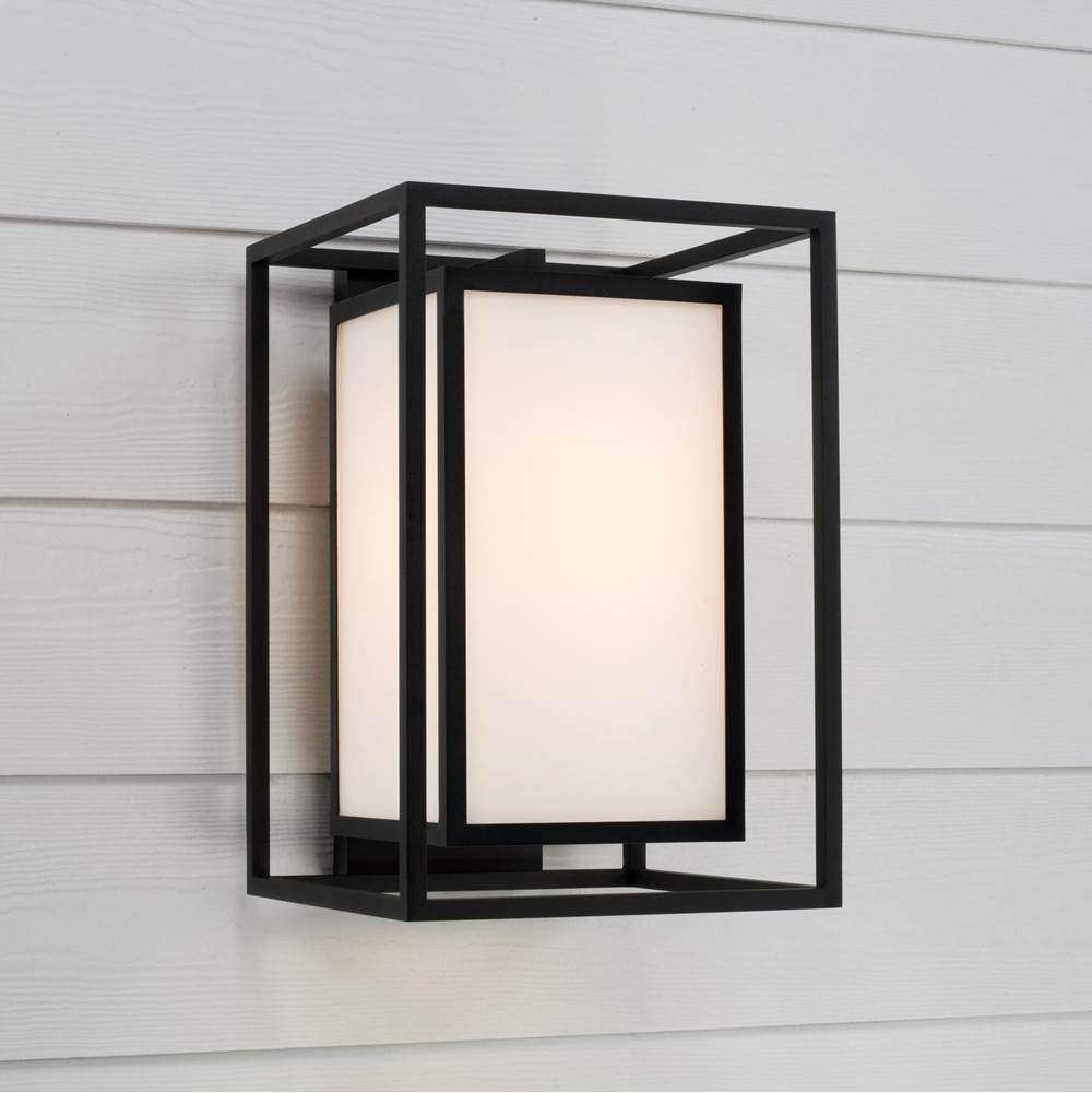 Capital Lighting Aiden 11''w X 16.50''h 1-light Outdoor Modern Square Rectangle Wall Lantern In Black With Soft White Glass