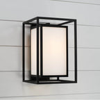 Capital Lighting Aiden 11''w X 16.50''h 1-light Outdoor Modern Square Rectangle Wall Lantern In Black With Soft White Glass