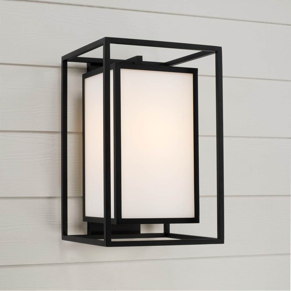 Capital Lighting 953113BK Black 12.50''w X 19.50''h 1-light Outdoor Modern Square Rectangle Wall Lantern In Black With Soft White Glass Image 6