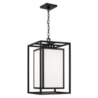 Capital Lighting 953114BK Black 12.50''w X 22''h 1-light Outdoor Modern Square Rectangle Hanging Lantern In Black With Soft White Glass Image 1