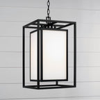 Capital Lighting Aiden 12.50''w X 22''h 1-light Outdoor Modern Square Rectangle Hanging Lantern In Black With Soft White Glass