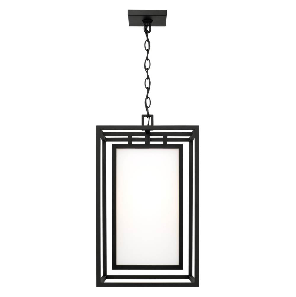 Capital Lighting 953114BK Black 12.50''w X 22''h 1-light Outdoor Modern Square Rectangle Hanging Lantern In Black With Soft White Glass Image 2
