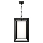 Capital Lighting 953114BK Black 12.50''w X 22''h 1-light Outdoor Modern Square Rectangle Hanging Lantern In Black With Soft White Glass Image 2