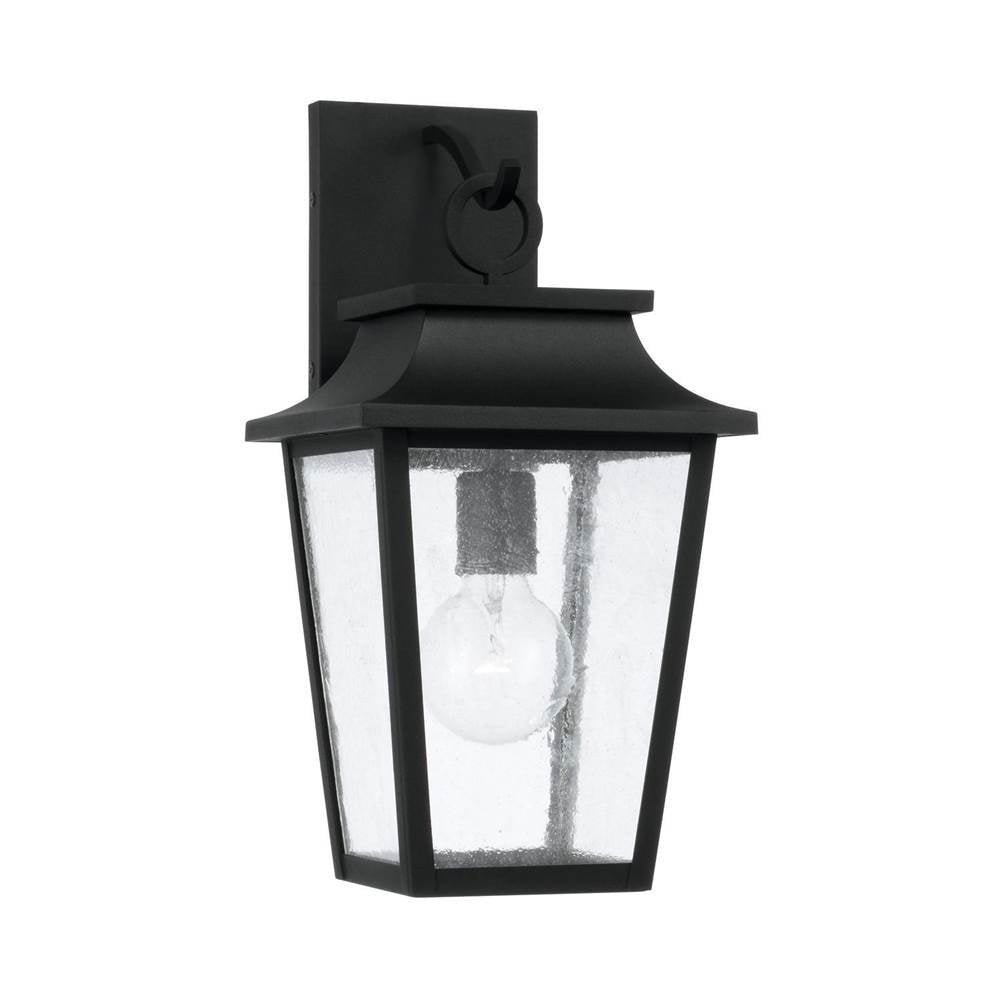 Capital Lighting 953311BK Black 8''w X 16''h 1-light Outdoor Tapered Wall Lantern In Black With Ripple Glass Image 1