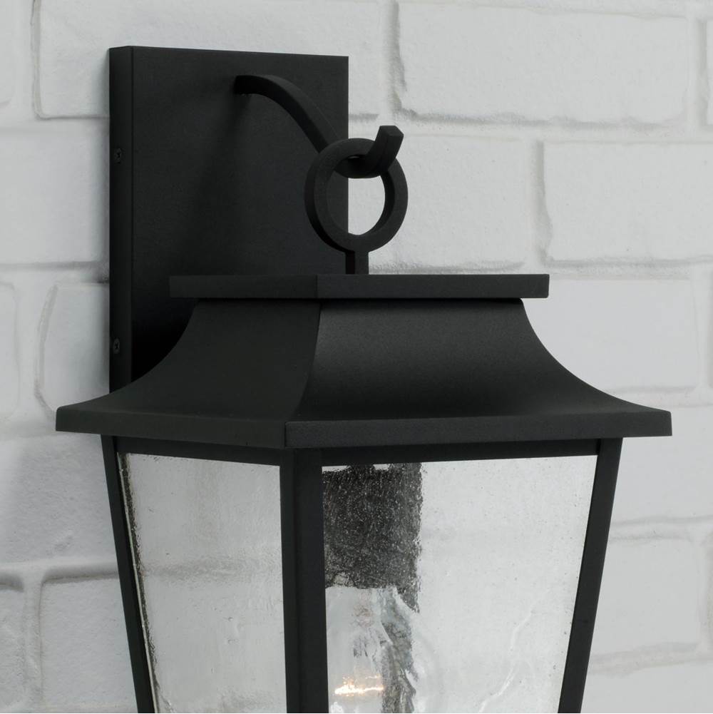 Capital Lighting 953311BK Black 8''w X 16''h 1-light Outdoor Tapered Wall Lantern In Black With Ripple Glass Image 4