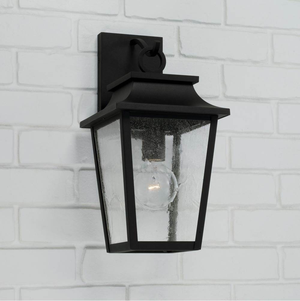 Capital Lighting Chandler 8''w X 16''h 1-light Outdoor Tapered Wall Lantern In Black With Ripple Glass